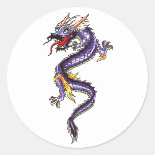 Cool Oriental Paarse Dragon style sticker