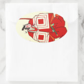 Cool Oriental Shibaraku SAmurai tattoo Ovale Sticker (Tas)