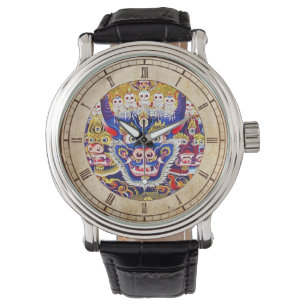 Cool oriental tibetan thangka god tattoo art horloge