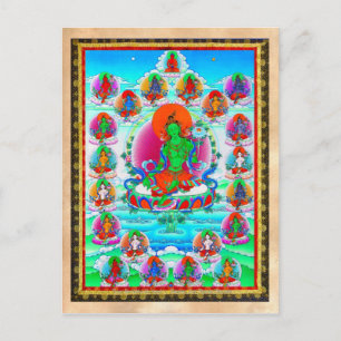 Cool oriental tibetan thangka Green Tara tattoo Briefkaart