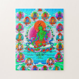 Cool oriental tibetan thangka Green Tara tattoo Legpuzzel