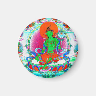 Cool oriental tibetan thangka Green Tara tattoo Magneet