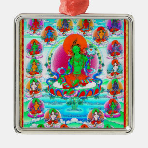 Cool oriental tibetan thangka Green Tara tattoo Metalen Ornament