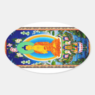 Cool oriental tibetan thangka Prabhutaratna Buddha Ovale Sticker