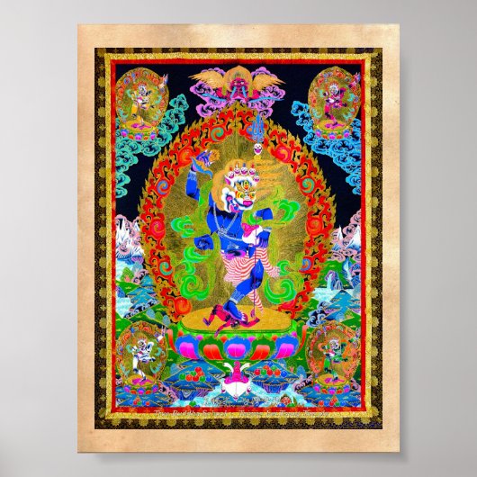 Cool oriental tibetan thangka Simhavaktra Dakini Poster (Voorkant)