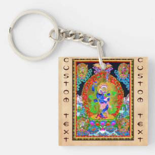 Cool oriental tibetan thangka Simhavaktra Dakini Sleutelhanger