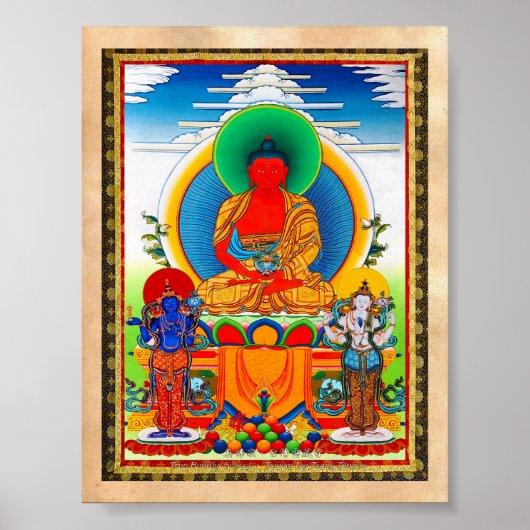 Cool oriental tibetan thangka Three Major Saints Poster (Voorkant)