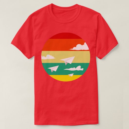 Cool Origami Paper Planes Retro Sunset T-shirt (Design voorkant)