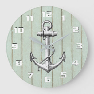 Cool Oud Hout Rustiek Maritiem Vintage Anker Grote Klok