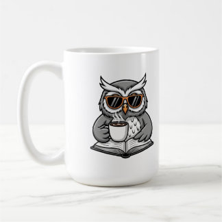 Cool Owl Reading With Coffee Koffiemok
