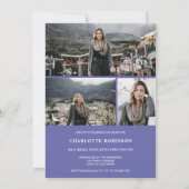 Cool paars blauw afstuderen script foto afstuderen kaart (Achterkant)