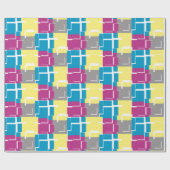 COOL Paars Blue Yellow Grey Pattern Cadeaupapier (Vlak)