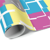 COOL Paars Blue Yellow Grey Pattern Cadeaupapier (Rol Hoek)