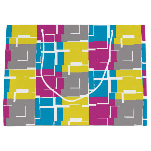 COOL Paars Blue Yellow Grey Pattern Groot Cadeauzakje