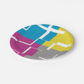 COOL Paars Blue Yellow Grey Pattern Papieren Bordje (Gekanteld)