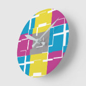 COOL Paars Blue Yellow Grey Pattern Ronde Klok (Hoek)