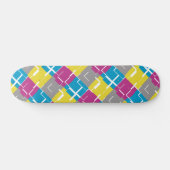 COOL Paars Blue Yellow Grey Pattern Skateboard (Horizontaal)