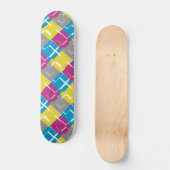 COOL Paars Blue Yellow Grey Pattern Skateboard (Voorkant)