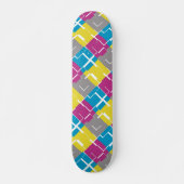COOL Paars Blue Yellow Grey Pattern Skateboard (Voorkant)