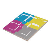 COOL Paars Blue Yellow Grey Pattern Tegeltje (Zijkant)