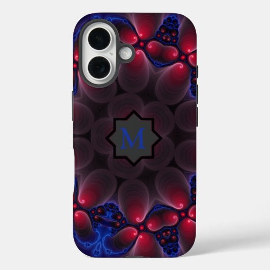 Cool Paars Digital Fractal Art Monogram Case-Mate iPhone Case (Achterkant)