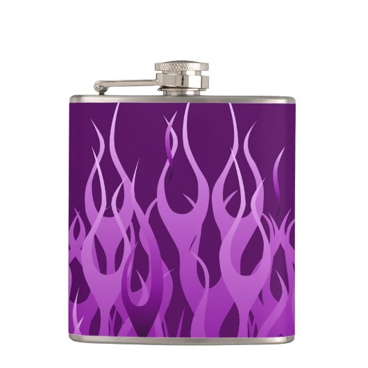 Cool Paars Racing Flames Design Heupfles (Voorkant)