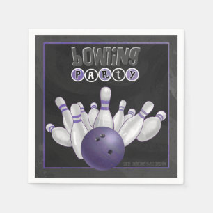 Cool Paarse Bowling Party Paper Napkins Servet