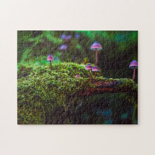 Cool Paarse Fungi Rainforest Moss Pushrooms Legpuzzel (Horizontaal)
