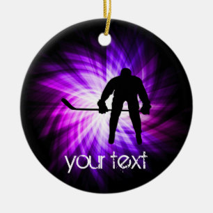 Cool Paarse Hockey Keramisch Ornament