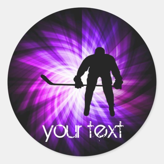 Cool Paarse Hockey Ronde Sticker (Voorkant)