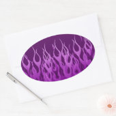 Cool Paarse Racing Flames Pin Stripes Ovale Sticker (Envelop)