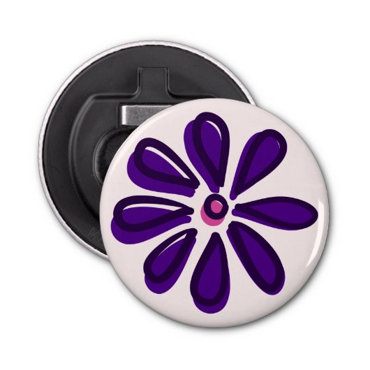 Cool Paarse Violet Flower Doodle Button Flesopener (Voorkant)