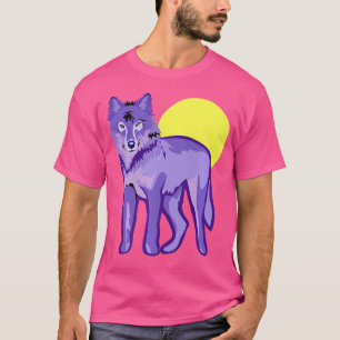 Cool Paarse Wolf Lover Volle Maan Wilde Dier T-shirt