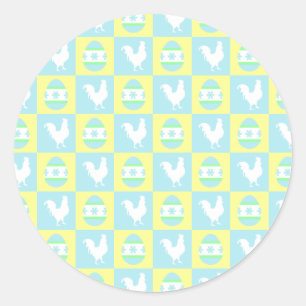 Cool Paas Checkerboard Patroon Haan Eieren Ronde Sticker
