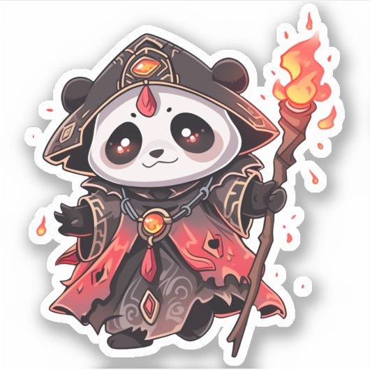 Cool Panda - Fire Demon Wizard Sticker (Voorkant)