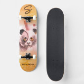 Cool Panda Illustratie Art Monogrammed Skateboard (Voorkant)