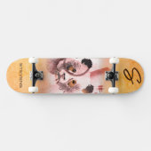 Cool Panda Illustratie Art Monogrammed Skateboard (Horizontaal)