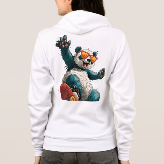 Cool Panda on Colourful Skateboard with Sunglasses Hoodie (Achterkant)