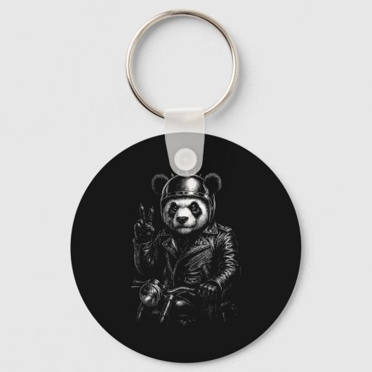 Cool Panda Punk Peace Sign Motorcycle  Sleutelhanger (Voorkant)
