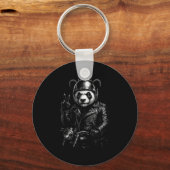 Cool Panda Punk Peace Sign Motorcycle  Sleutelhanger (Voorkant)