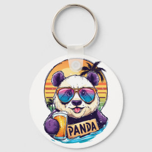Cool Panda: Retro Zomer & Bier Vibes Sleutelhanger