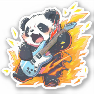 Cool Panda Rockstar Sticker