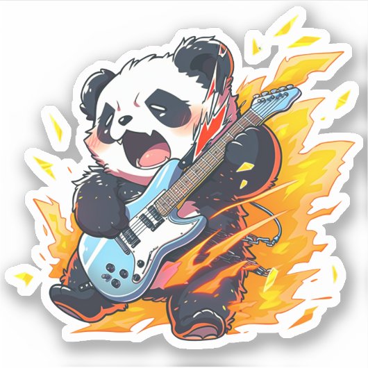 Cool Panda Rockstar Sticker (Voorkant)
