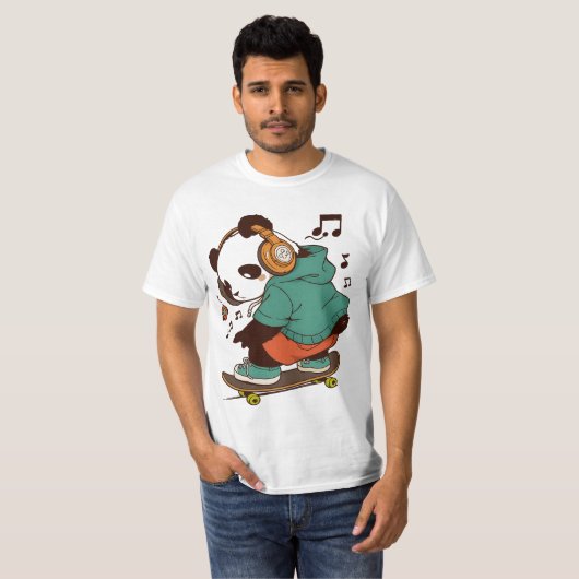 Cool Panda Skater Men’s T-Shirt | Fun Streetwear C (Devant entier)