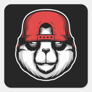 Cool Panda Vierkante Sticker