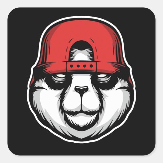 Cool Panda Vierkante Sticker (Voorkant)