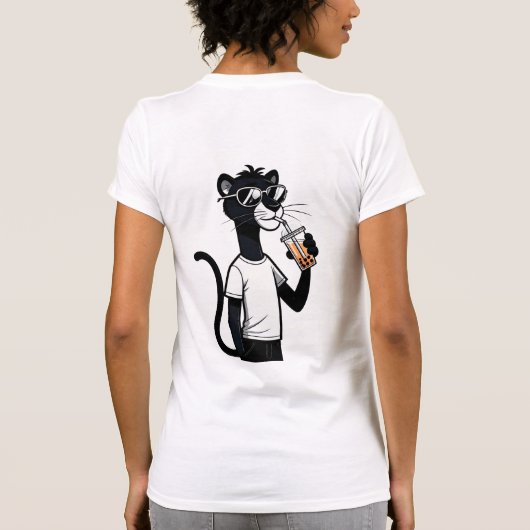 Cool Panther Graphic T-shirt – Funny Bubble Tea Sh (Achterkant)