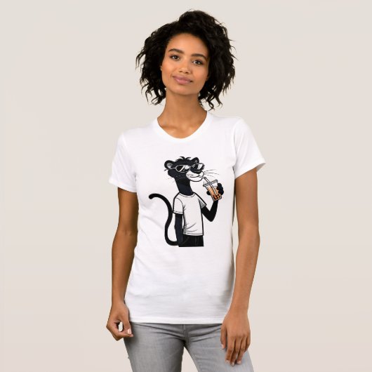 Cool Panther Graphic T-shirt – Funny Bubble Tea Sh (Voorkant volledig)
