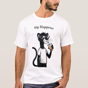 Cool Panther Graphic T-shirt – Funny Bubble Tea Sh