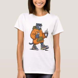 Cool Panther Graphic T-shirt – Funny Bubble Tea Sh